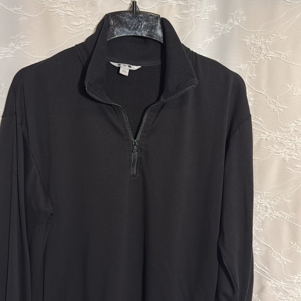 Three Dots - half zip pullover sweatshirt - women’s - large -black
